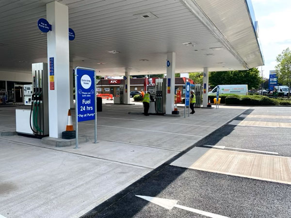 Petrol station forecourt in Oldham